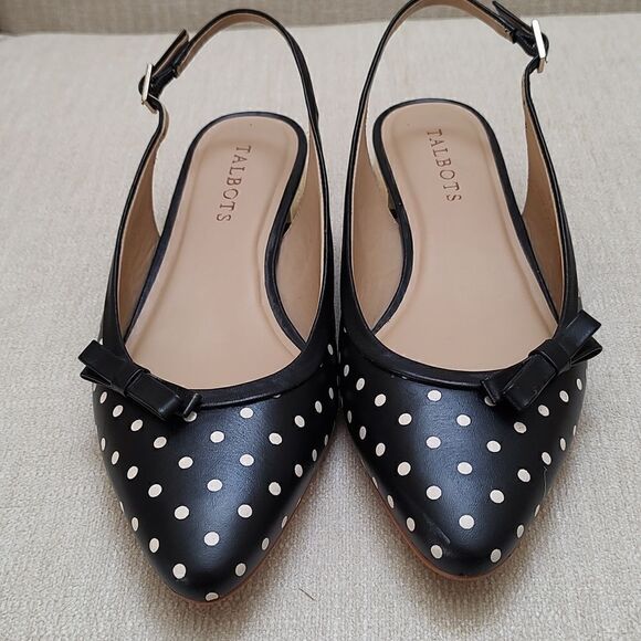 Talbot's Edison Slingback Bow Flats - Dot Print - Picture 3 of 13